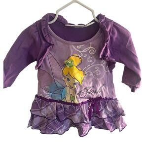Vintage Y2K Disney Fairies Baby Girls 12M‎ Tinkerbell Purple Ruffle Tunic Dress